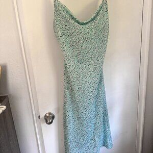 Hello Molly Mint Floral Slip Dress | Cowl Neck Midi | XS